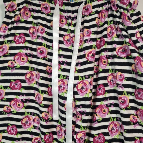 Pajama Mania Woman's Pull On Lounge Pant/PJ's Size XL Black/White Stripe Floral - Picture 5 of 8